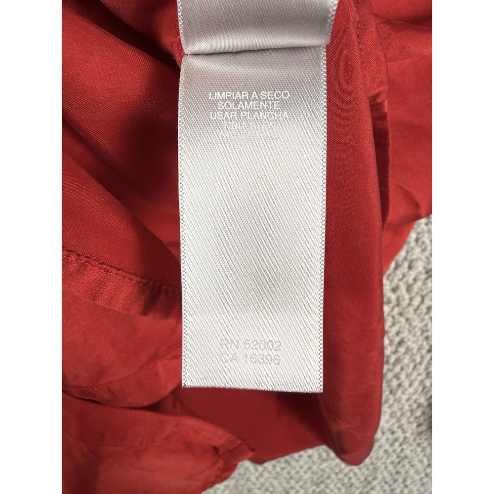 Liz Claiborne 100% Silk Pintuck Blouse Red‎ Peter Pan Collar Top L - Picture 8 of 16
